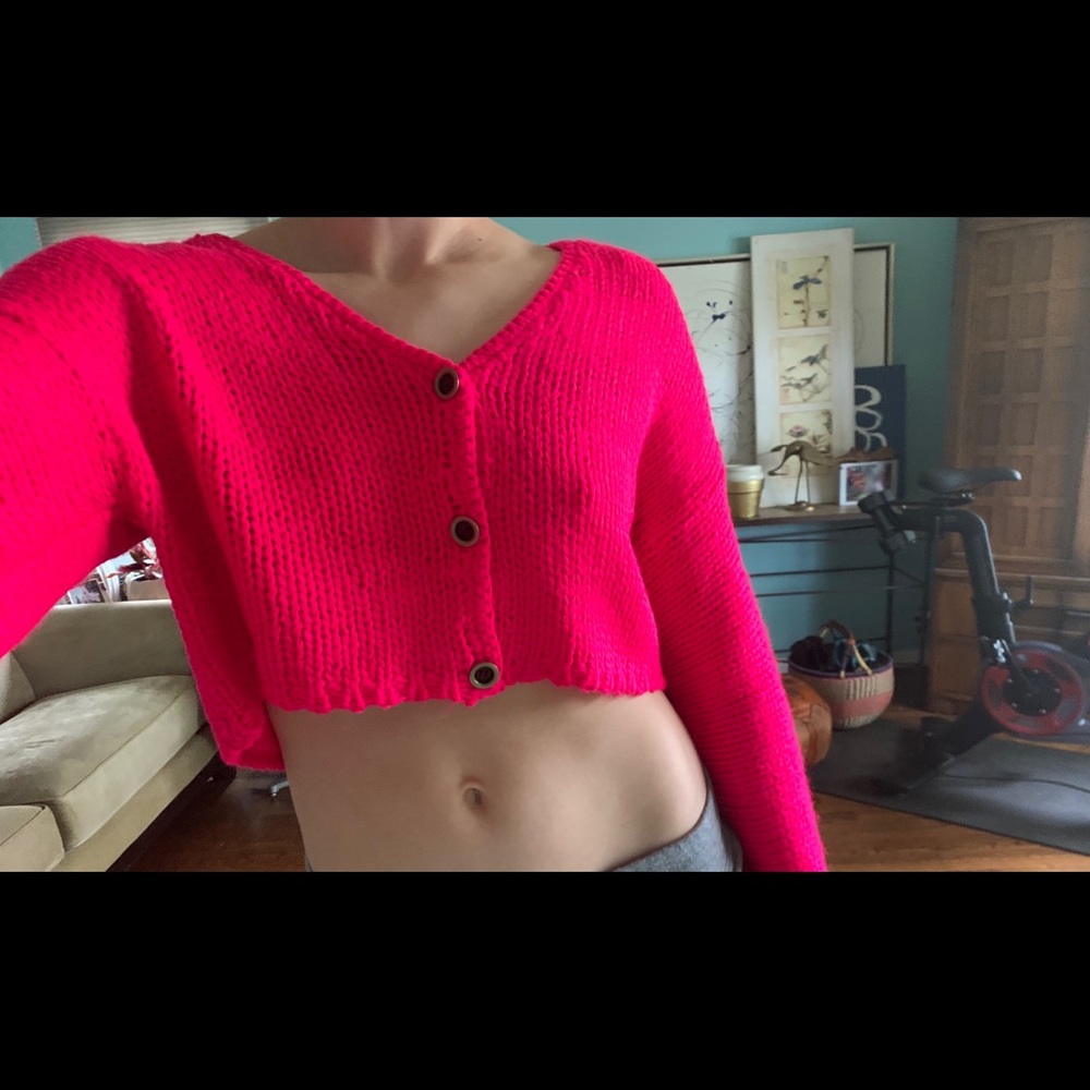 Cropped Pink Cardigan